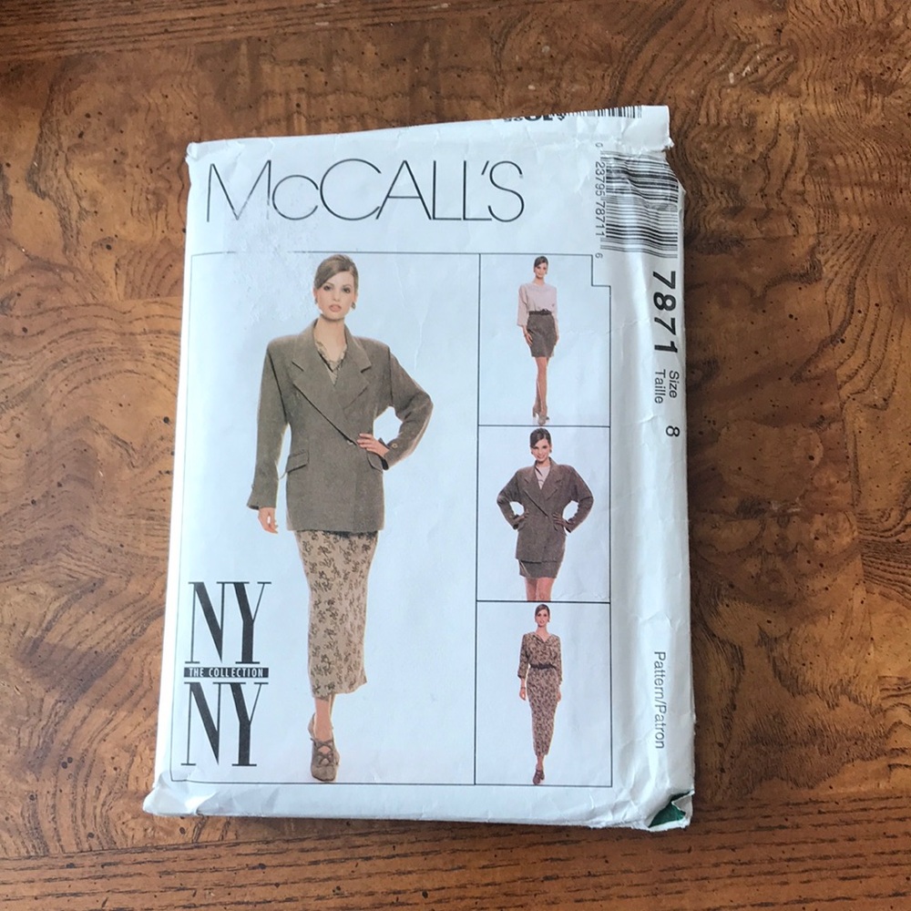 1995 McCall's 7871 Jacket, Blouse, Skirt Pattern Size 8, Lined Jacket, Skirt
